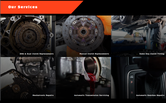 Suffolk Clutch Centre Website in a grid format displaying thir services