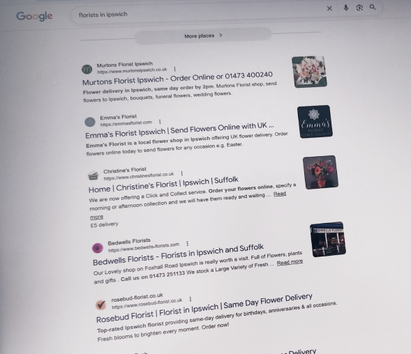 Google SEO sEARCH FOR fLORISTS IN iPSWICH