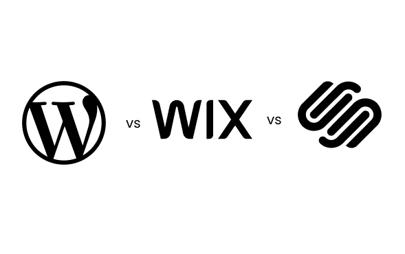 wix vs wordpress vs square space logos