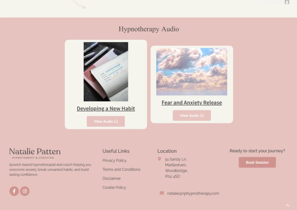 New Hypnotherapy and coaching Footer