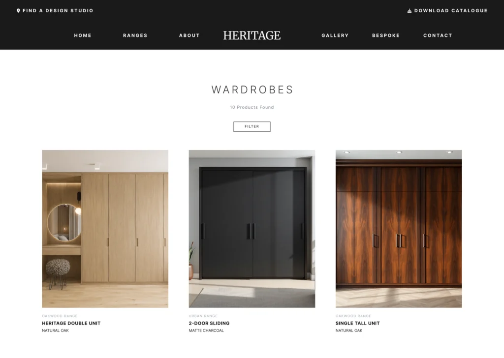 Wardrobe Category website Page and Filtering ui