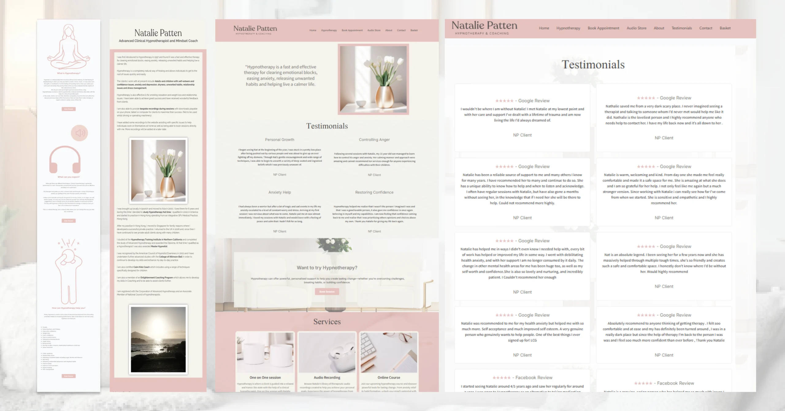 NP Hypnotherapy and Coaching Website Design On Mobile and Desktop screens