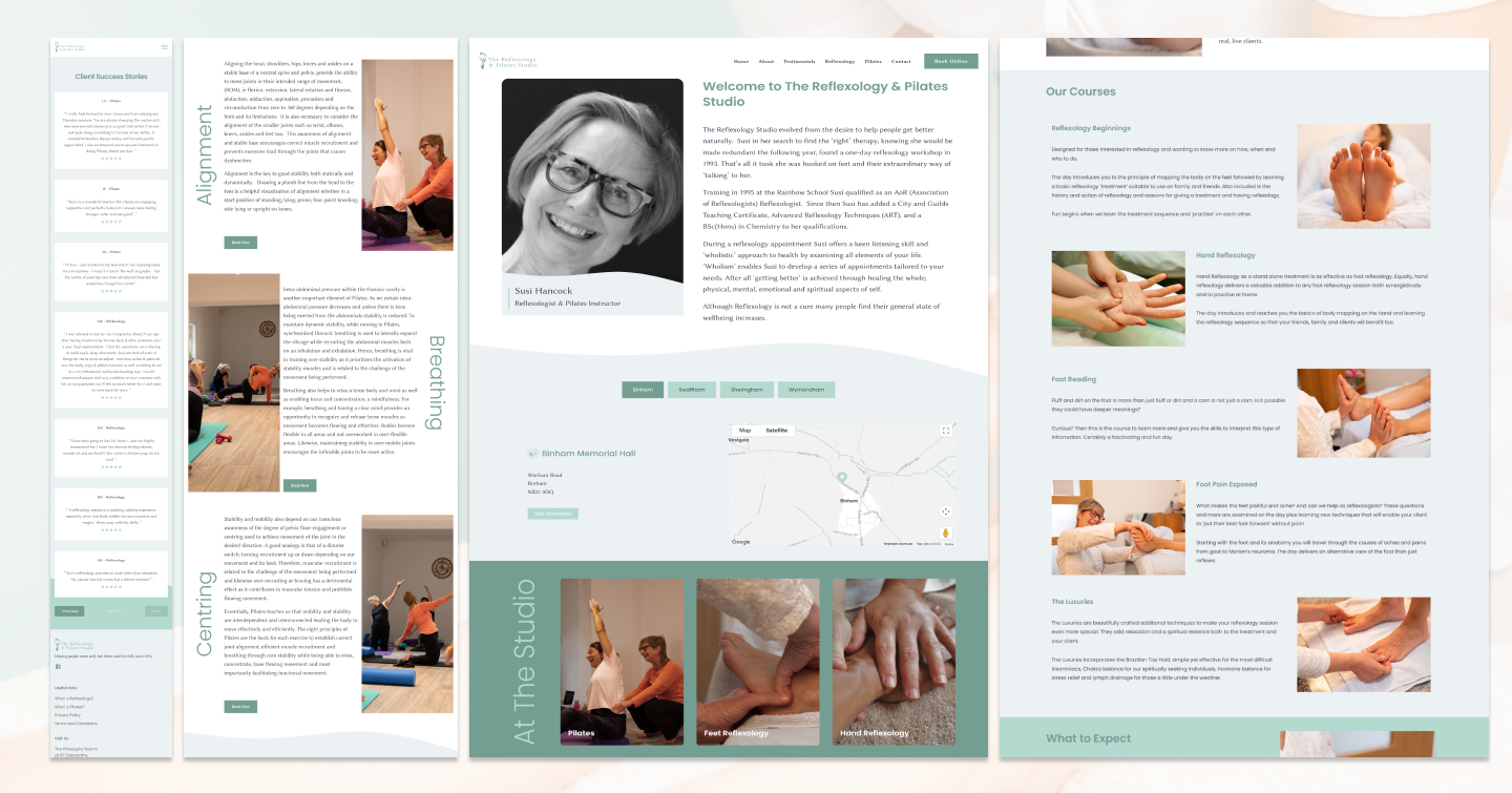 Reflexology & Pilates Studio Displaying Multiple Screens on a range of devices