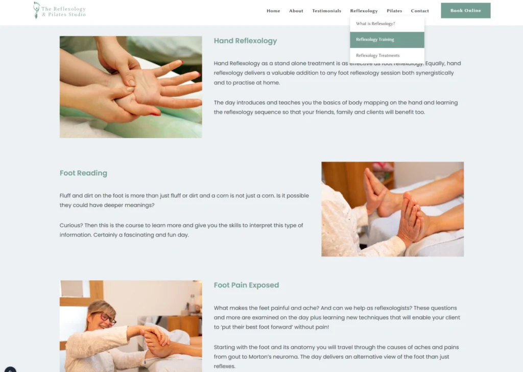 Reflexology & Pilates Studio Training courses